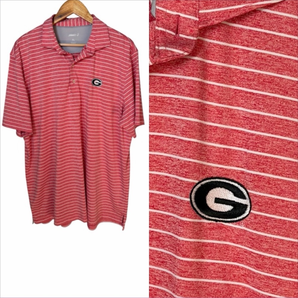 Johnnie-O UGA Georgia Bulldogs Performance Polo Golf Shirt Red Striped XL